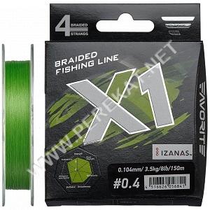 Шнур Favorite X1 PE 4x 150м  #0.5 (l/green) (47700)
