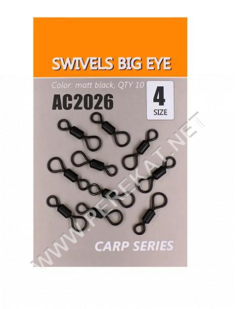 Вертлюг ORANGE рибальский BIG EYE, колір mbl, розмір № 4, в уп. 10 шт. (73662)