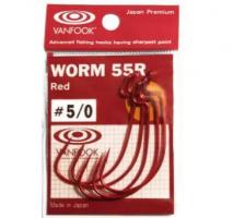 Крючки Vanfook офсетные WORM55R Red (#5/0 (5шт)) (79628)