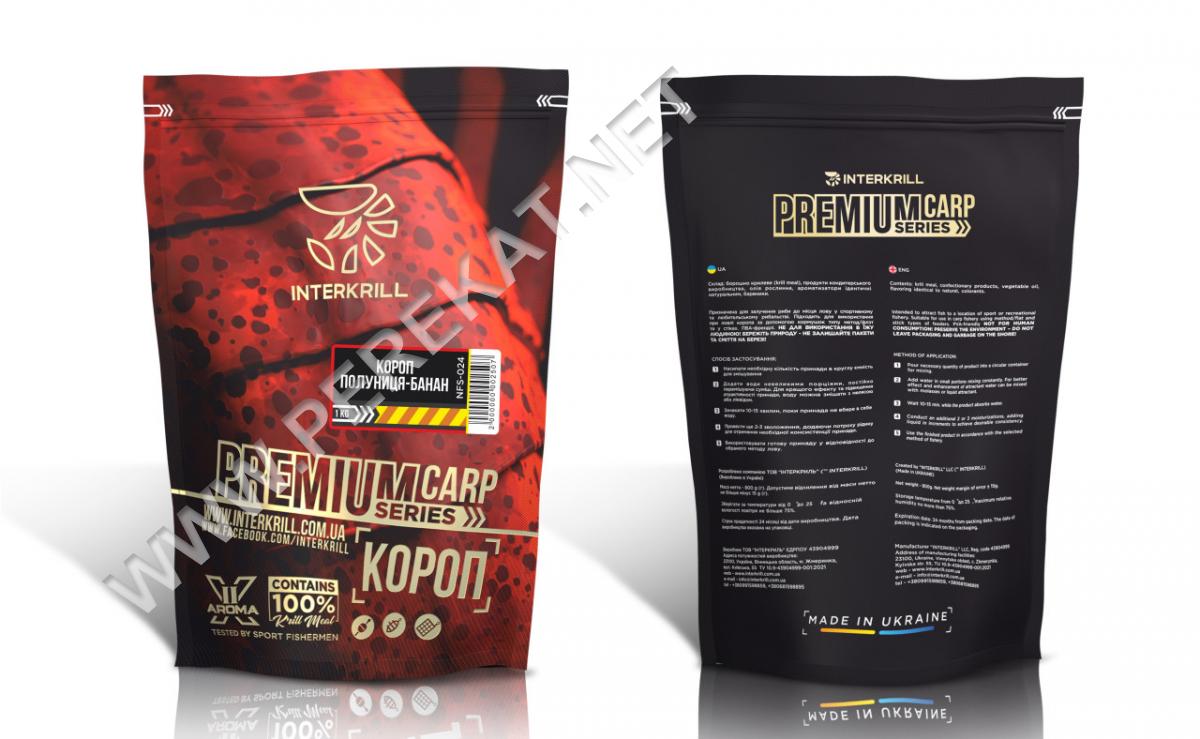 Прикормка Преміум Inter Krill Короп-Полуниця-Банан, 1 кг (80752)