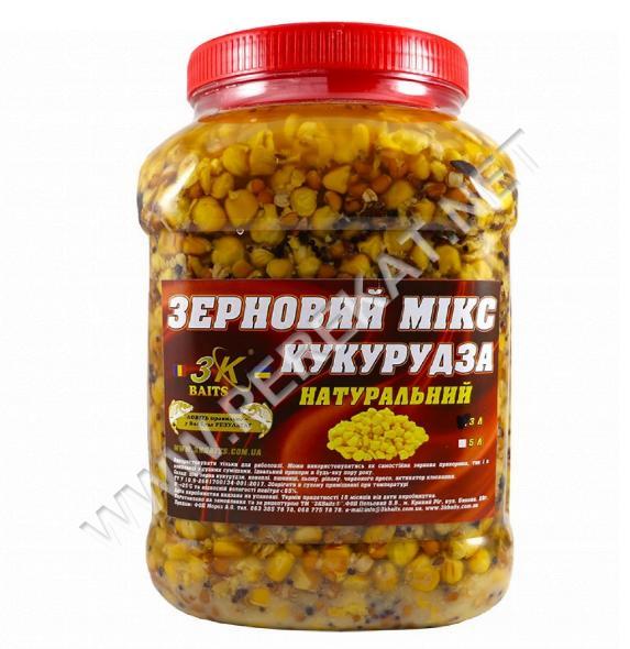 Зерновий МІКС КУКУРУДЗА 3K (натуральний) відро/банка 3л (284231)