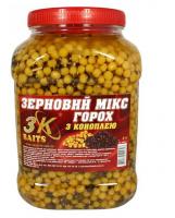Зерновий МІКС ГОРОХ 3K (з коноплeю) банка 3л (502354)