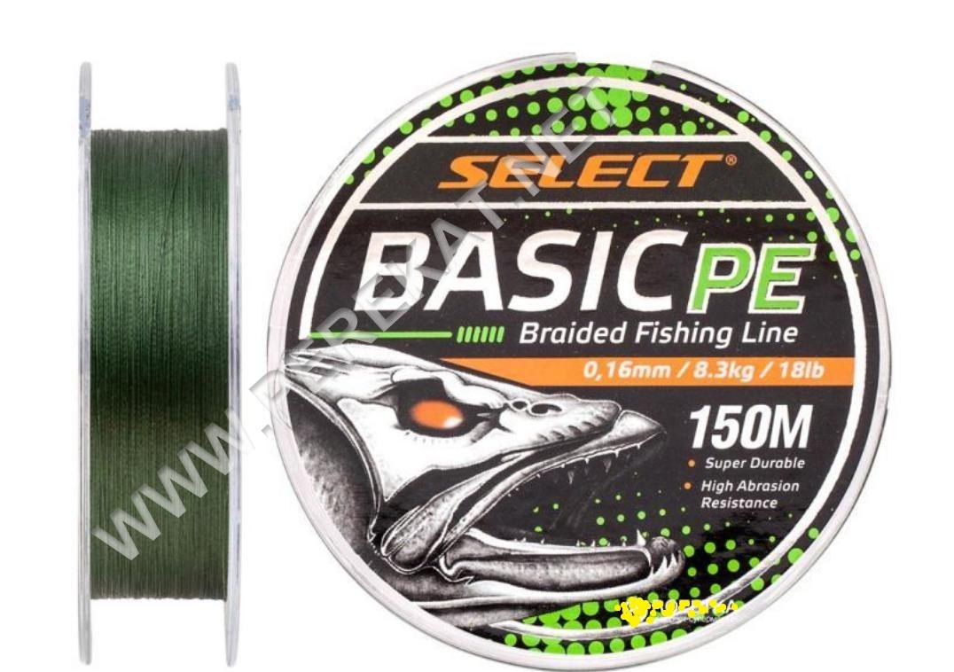 Шнур Select Basic PE Green 150m 0.16mm 18lb/8.3kg (396805)
