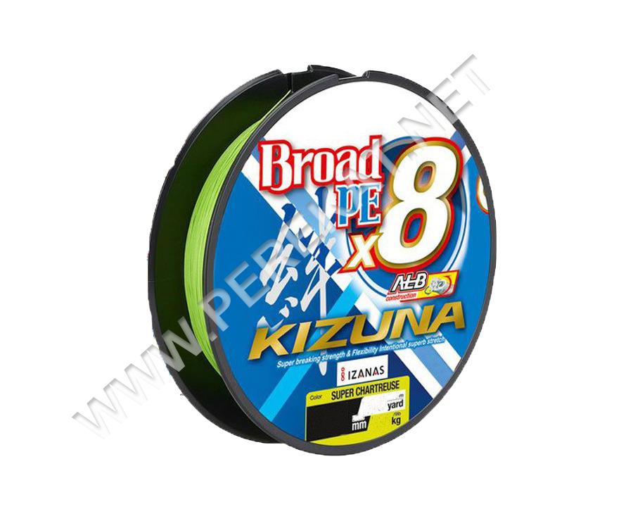 Шнур OWNER KIZUNA 56117 Broad PEx8 #0,15мм 8,2кг 135м chartreuse (285265)