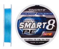 Шнур Favorite Smart PE 8x 150м (sky blue) #1.5/0.202mm 17lb/11.4kg (905414)