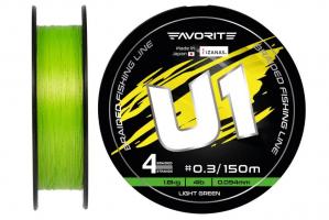 Шнур Favorite U1 PE 4x 150m (light green) #0.3/0.094mm 4lb/1.8kg (598656)