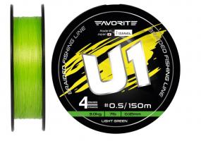 Шнур Favorite U1 PE 4x 150m (light green) #0.5/0.121mm 7lb/3.0kg (193931)
