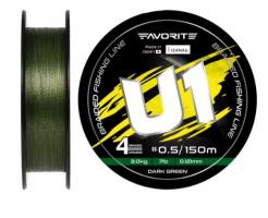 Шнур Favorite U1 PE 4x 150m (dark green) #0.5/0.121mm 7lb/3.0kg (682877)