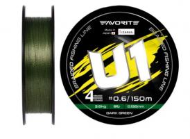 Шнур Favorite U1 PE 4x 150m (dark green) #0.6/0.132mm 8lb/3.6kg (901936)