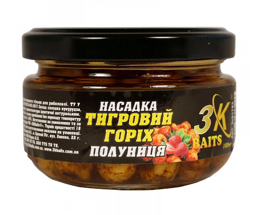 Насадка 3K Baits Тигровий горіх Premium (полуниця) 100 мл