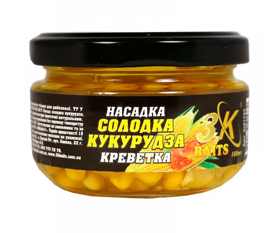 Насадка 3K Baits Солодка кукурудза Premium (креветка) 100 мл
