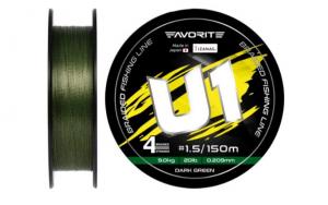 Шнур Favorite U1 PE 4x 150m (dark green) #1.5/0.209mm 20lb/9.0kg (341775)