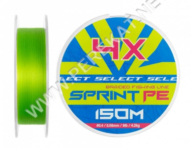 Шнур Select Sprint PE 4X Light Green 150m #0.4/0.08mm 9lb/4.2kg (353825)