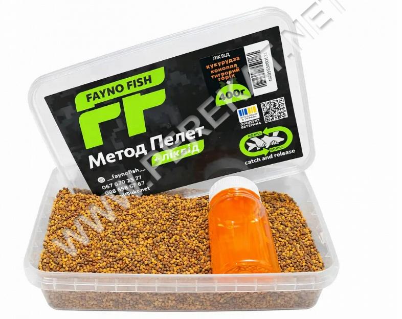Method pellets  Fayno Fish - Кукурудза-Конопля-Тигровий горіх 400гр контейнер (987421)
