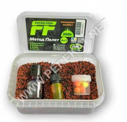 Method pellets Fayno Fish - Полуниця-Халібут 4в1 200гр контейнер (389623)