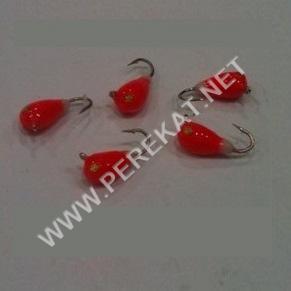 Мормышка FK капля с ушком D2,5мм (0,23гр, №18) красн./белый (25078)