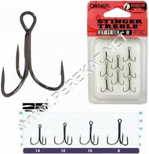Гачок потрійний OWNER (ST-11UL) 5611-011 Stinger Treble №10 8шт. black (32016)