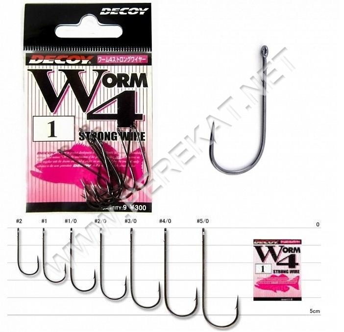 Гачок Decoy Worm4 Strong Wire 4/0, 8 шт/уп (32508)