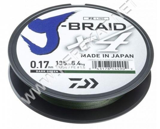 шнур Daiwa J-braid dark green 135m 0.17 (36946)