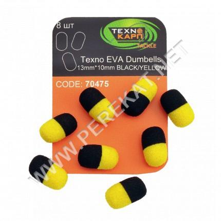 Texno EVA Dumbells 13mm*10mm black/yellow уп/8шт (56848)