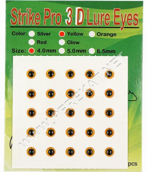 Глаза Strike Pro 3D для воблера 4мм чевоний (25шт) (37194)