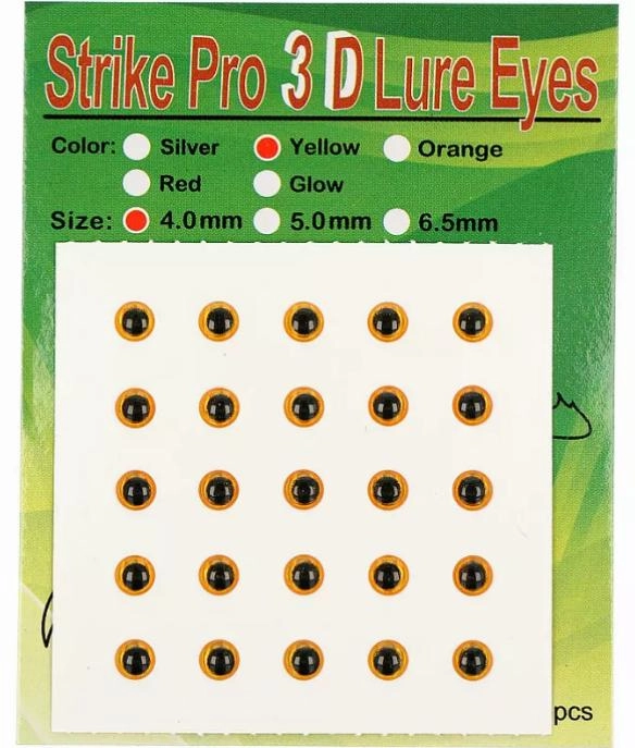 Наклейки-очі Strike Pro 3D для воблера 4 мм червоний (25 шт)