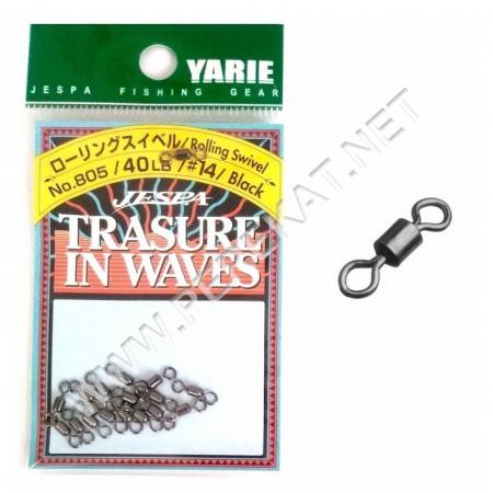 Вертлюг Yarie 805 rolling swivel black 50Lb #12 (3543)