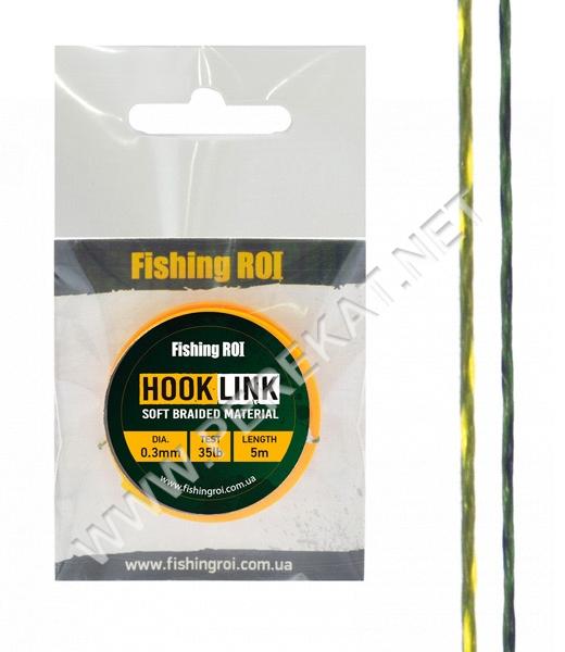 Повод. матер. Fishing ROI Hard 35lb d=0,3мм 5м зелено-белый/желтый (42159)
