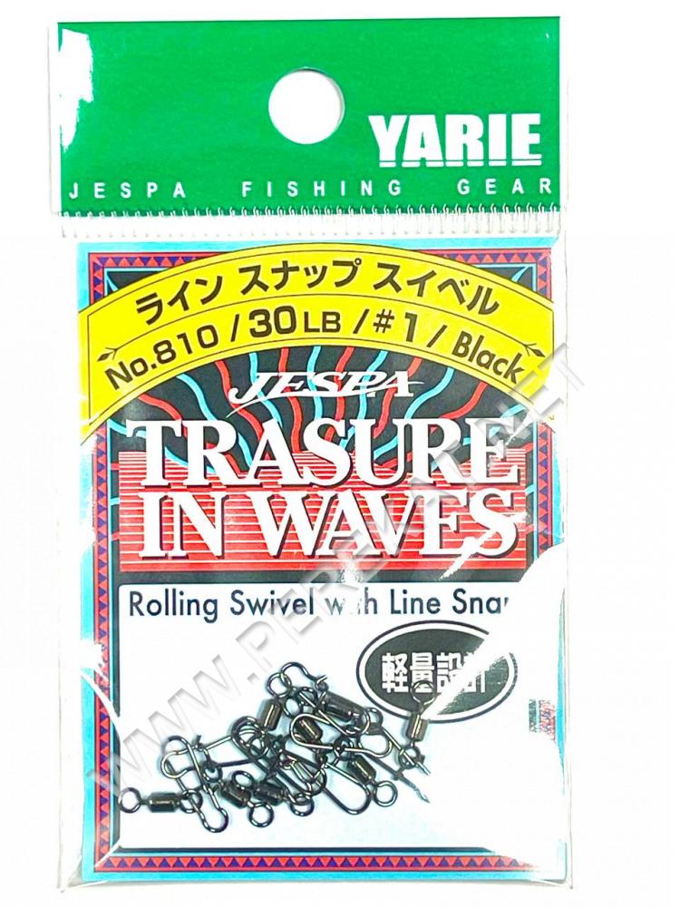 Застібка з вертлюгом Yarie 810 rolling swivel with line snap black 20Lb (75440)