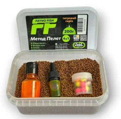 Пелети Fayno Fish Method pellets Тигровий горіх 4 в 1 200 г контейнер