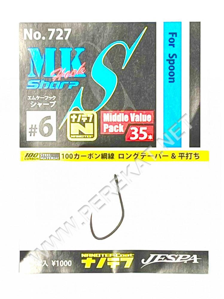 Гачки Yarie 727 MK Hook Sharp #6 nanotef Middle Pack 35шт (73995)