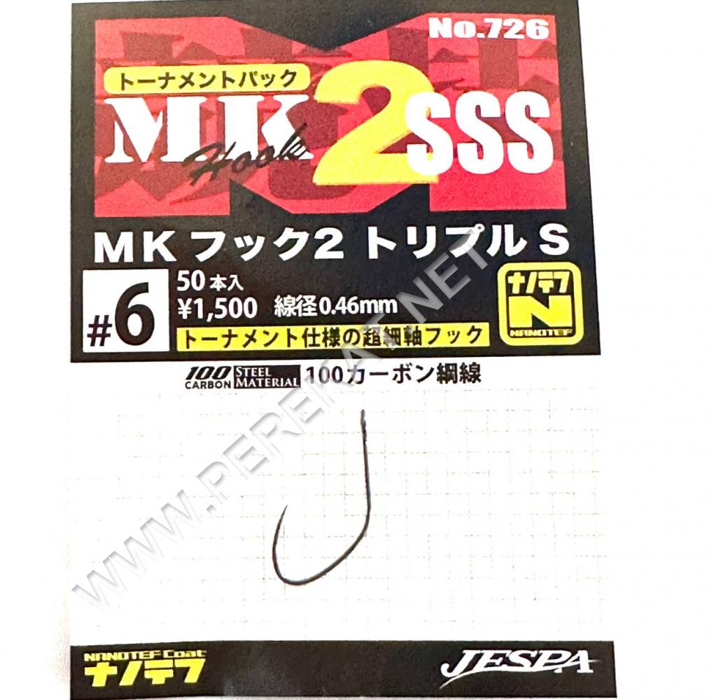 Гачки Yarie 726 MK Hook２ SSS #6 nanotef 50 pieces (713465)