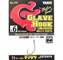 Гачки Yarie 735 Glave hook #6 Micro barb 12шт (834892)