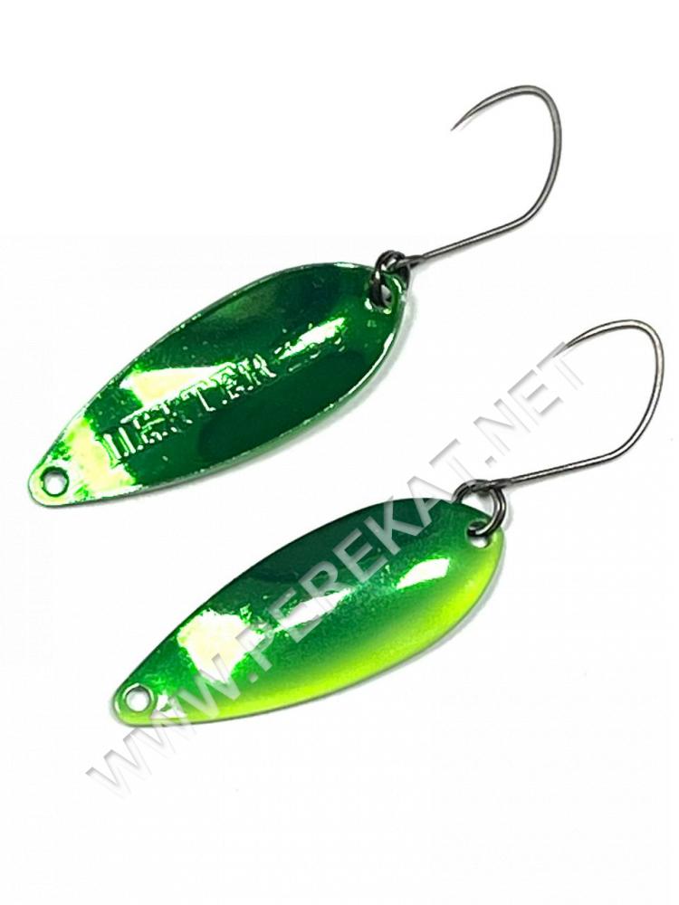 Блешня Yarie 712 Dexter 3.0g hade H1 green metallic Блешня Yarie 712 Dexter 3.0g hade H1 green metallic